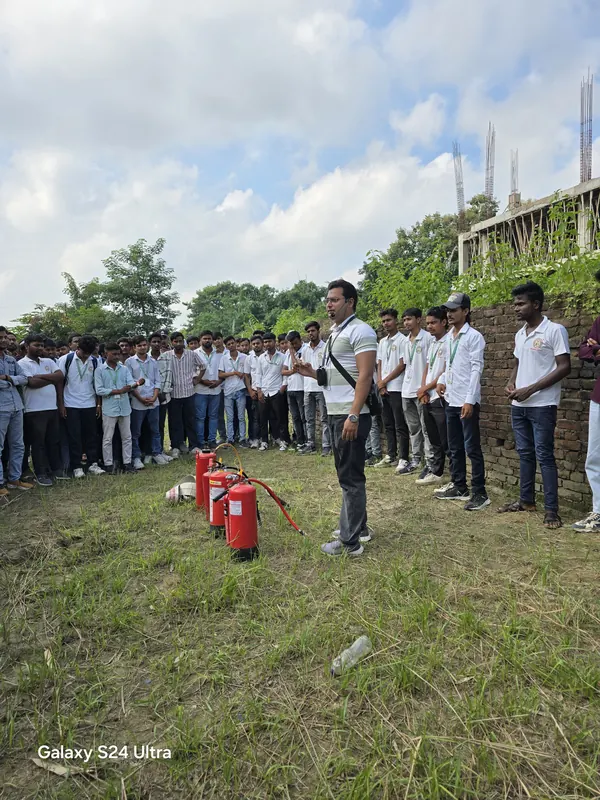 Fire extinguisher practical on the training ground