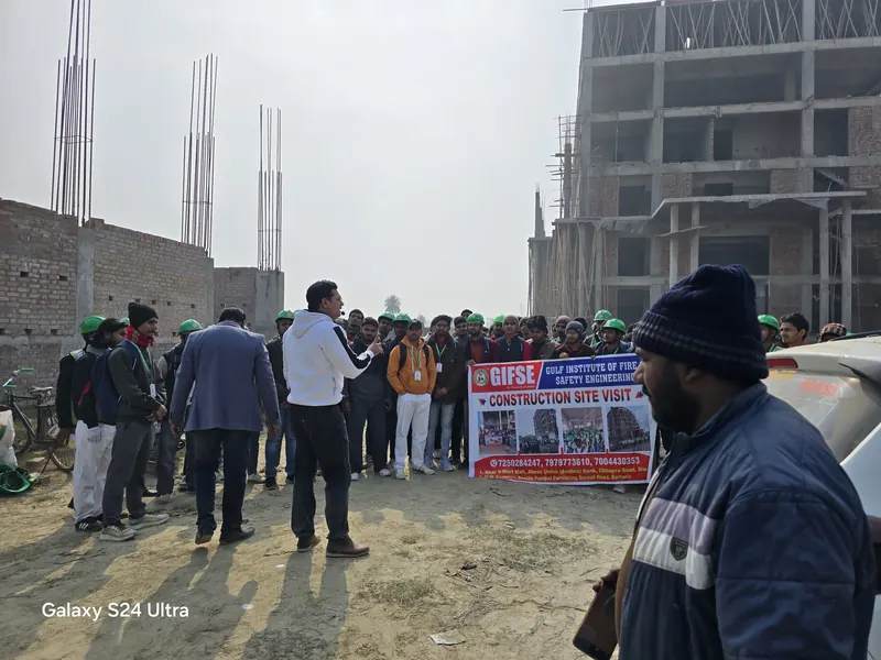 Students on a construction site visit